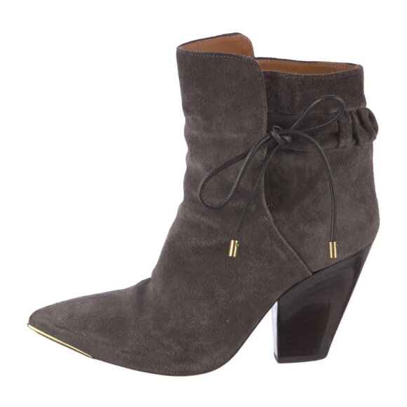 Tory Burch Lila Green Leather (Suede) Women's Bootie Size: 5.5 - Picture 1 of 16